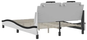 fehér és fekete ágykeret Viana LED-ekkel matrac nélkül 140 x 200 cm