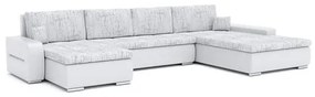 TORONTO U alakú kinyitható kanapé Világos szürke / fehér ökobőr Jobb
