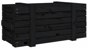 fekete tömör fenyőfa tárolóláda 91 x 40,5 x 42 cm