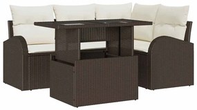 vidaXL Kerti Kanapé Szett párnával 5 pcs Barna Poli rattan