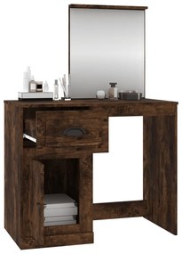 füstös tölgy szerelt fa tükrös pipereasztal 90 x 50 x 132,5 cm
