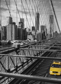 Poszter 20,5x28,4cm Taxi a Brooklyn hídon, Assaf Frank