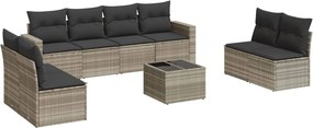 vidaXL 9 részes világosszürke polyrattan kerti ülőgarnitúra párnával