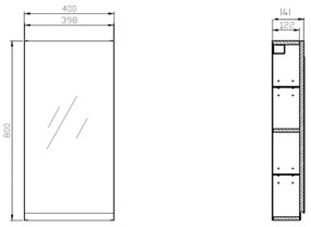 Cersanit S590-030 - MODUO fürdőszobai tükörszekrény 80x40 cm