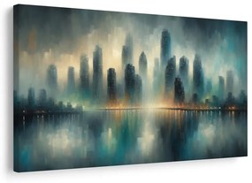 Kép város panorámája ködben