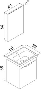 Desna mosdószekrény, 50 cm – TR785PNC1553