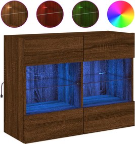 vidaXL barna tölgyszínű fali TV-szekrény LED-del 78,5x30x60,5 cm