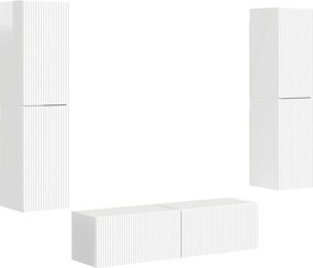 vidaXL TV szekrény garnitúra 6 pcs Magas Fényű Fehér Faanyag