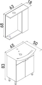 Purus mosdószekrény, 65 cm – TR785PNC1708