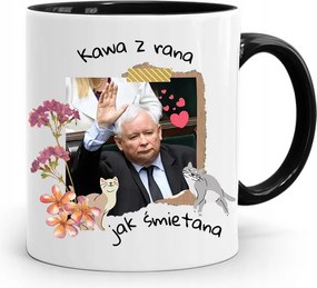 Bögre Fekete Vicces Pis Jaroslaw Kaczynski nyomott mintával