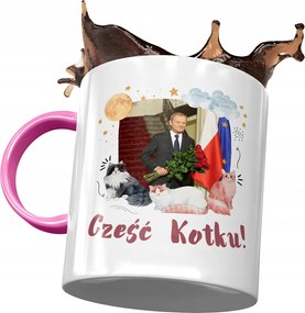 Bögre Rózsaszín Donald Tusk Po Ajándék Platform Nyomtatott Fotóval