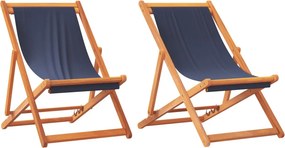 vidaXL 2 db összecsukható kék szövet strandszék