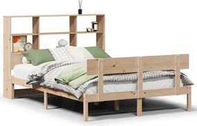 vidaXL tömör fenyőfa könyvespolcos ágy matrac nélkül 150 x 200 cm