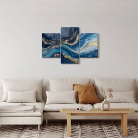 Kép - Kék-arany absztrakt márvány (90x60 cm)