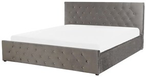 Franciaágy 160 cm AMESIA (szürke) (ágyráccsal és tárolóhellyel). 1023467