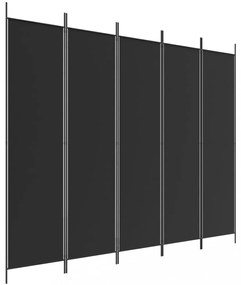 5 paneles fekete szövet térelválasztó 250x200 cm