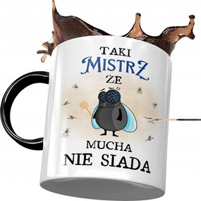Fekete Bögre A Mesternek A Mester Hogy A Legyek Nem Ülnek Nyomtatott Fotóval