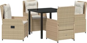 vidaXL Kert étkező szett 5 pcs Beige és Világosszürke polirattan