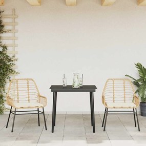 3 észes barna polyrattan üveg kerti étkezőgarnitúra párnával