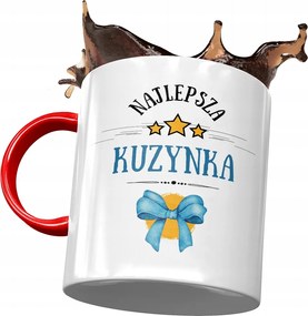 Piros Bögre Unokatestvérnek Születésnapra Ajándék Nyomtatott Fotóval