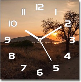 Csendes üveg falióra Naplemente 30x30 cm