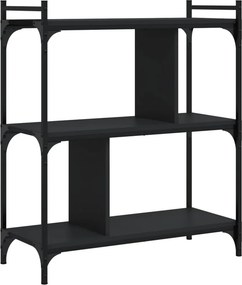 vidaXL 3 szintes fekete szerelt fa könyvespolc 76 x 32 x 88 cm