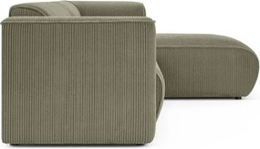 Zöld kordbársony sarokkanapé (jobb oldali-heverő résszel) Merid – Ropez