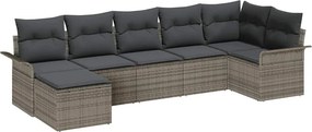 vidaXL Kerti Kanapé Szett párnával tárolóval 7 pcs Szürke Poli rattan