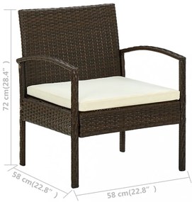 barna polyrattan kerti szék párnával