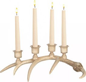 Karácsonyi Gyertyatartó Kandeláber Bézs rénszarvas szarv karácsonyi ajándék 38cm