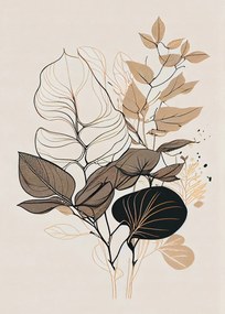 Vonal Növények Poszter A1 59,4x84,1cm Művészet Kép Minimalizmus Botanika #500