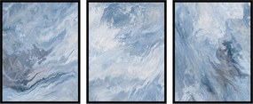 Poszterek kék absztrakt 3db 13x18cm kék akvarell festékek
