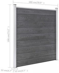 vidaXL szürke WPC kerítéspanel 526 x 186 cm