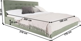 Ágy, menta, 160x200, ELSIE