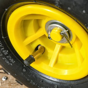 Outsunny Kerti Szállító Kocsi Kézi Trailer 4 Kerekű 94L x 48.5W x 100H cm Maximum Teherbírás 150 Kg Sárga Fém | Aosom