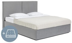 Szürke kárpitozott ágyneműtartós franciaágy matraccal, ágyráccsal 180x200 cm Thessa Bold – Bonami Selection