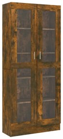füstös tölgyszínű szerelt fa vitrinszekrény 82,5x30,5x185,5 cm