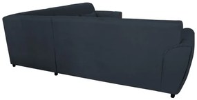 Kihúzható, L alakú, balos sarok ülőgarnitúra tárolórekesszel VISEU antracit/fekete