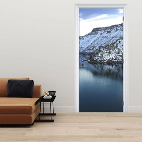 Fotótapéta ajtóra - Téli táj tóval (95x205cm)