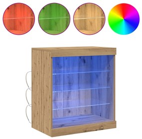 Oldalszekrény LED fényekkel, Kézműves tölgy 60,5x37x67 cm