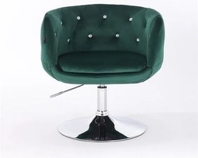 HR333N Sötétzöld velur modern szék krómozott lábbal