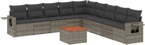 vidaXL 10 részes szürke polyrattan kerti ülőgarnitúra párnákkal