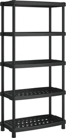 vidaXL fekete polipropilén 5 szintes tárolópolc 93,5 x 45,5 x 194,5 cm