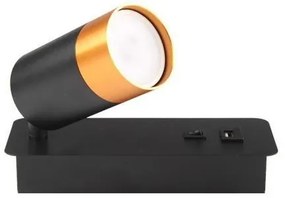 Fali spotlámpa USB töltővel 1xGU10/35W/230V fekete/arany