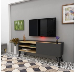 TV asztal/szekrény Mituni (tölgy + antracit) . Akció -19%. 1095183