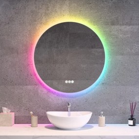 Kerek LED tükör Ø70cm Welland Alpha | Fehér és színes háttérvilágítás - RGB funkciók