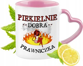 Ügyvédnői bögre Rózsaszín, szív alakú füllel Kávé ajándék