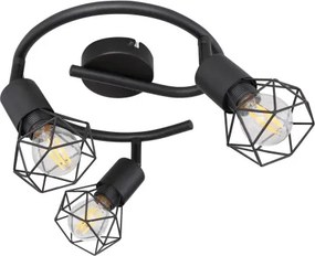 Globo 54802S-3 Mennyezeti spotlámpa, fém fekete, fekete fém rács, ø:230mm, M:180mm, 3xE14 40W 230V izzók nélkül