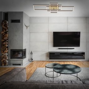 Brilo - LED Dimmelhető felületre szerelhető csillár FRAME LED/51W/230V barna/arany + távirányító