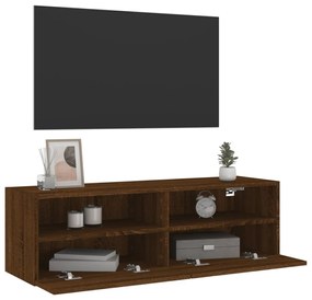 barna tölgyszínű szerelt fa fali TV-szekrény 100 x 30 x 30 cm